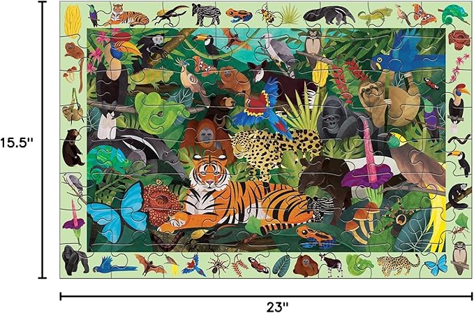 Mudpuppy Rainforest — 64 Piece Search & Find Puzzle Jigsaw Puzzle Featuring Diverse and Exotic Rainforest Animals and Over 40 Hidden Images to Find for Ages 4+