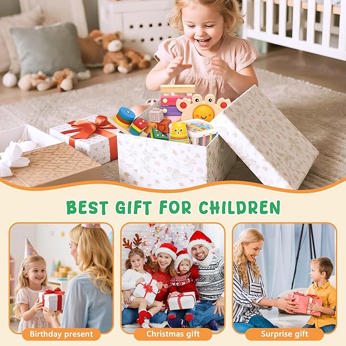 Montessori Baby Toys 6-12 Months Sensory Boxes & Teethers. 6-in-1 Stacking Blocks with Crab Design. Shape Sorting & Sensory Toys for 6-36 Months Babies.