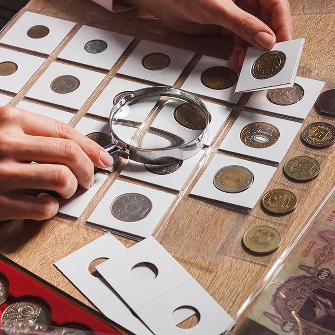 MUDOR Upgraded Premium Coin Flips for Dime, 200 Pack Cardboard Coin Holder, Mylar Coin Flips 2x2, Paper Coin Holders