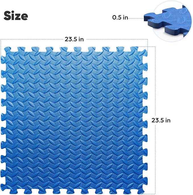 Home Gym Mat, Puzzle Exercise Mat, EVA Interlocking Foam Floor Tiles for Home Workout Equipment and Kids' Play Areas - Grey, 24 in x 24 in x ½ in - 12 Tiles (Grey, 12 Pack, 48 SQ FT)
