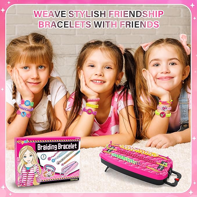 Friendship Bracelet Making Kit for Girls,DIY Arts and Crafts Toys,Jewelry String Maker Kit,The Best Birthday Gifts Ideas for Girls 6 7 8 9 10 11 12+ Years Old(Rose and Black
