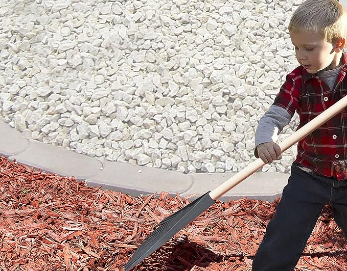 Leaf Rake, Grey Kid Size Leaf Collector, Bulk Pack Gardening Rake, 24-Pack Plastic Rakes with Wood Handle, by Superio