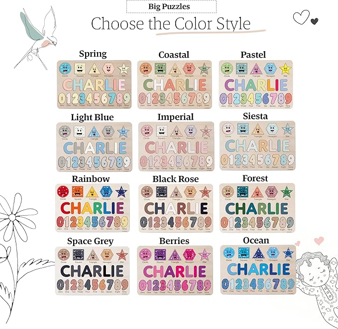 Custom Wooden Name Puzzle, Toddler Toys, Baby Girl Gifts, Gift for Kids, 1st Birthday Gift, Unique New Baby Gift, Wooden Puzzle