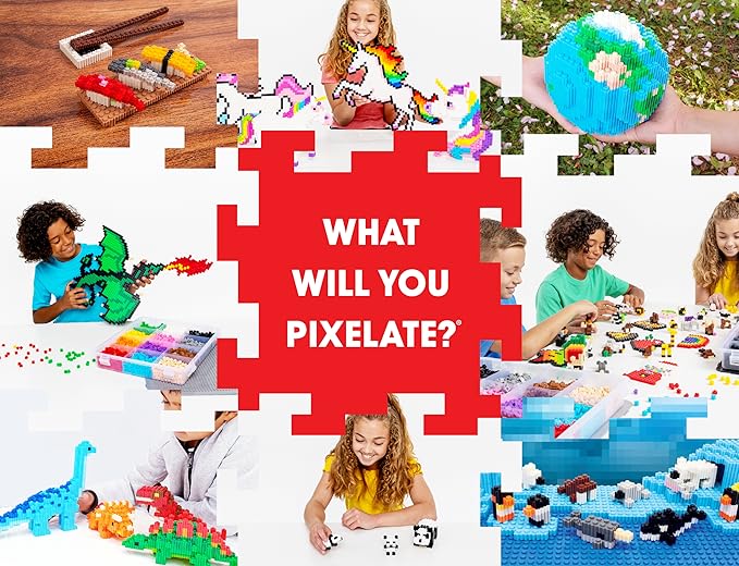 Pix Brix Pixel Art kit Puzzle Bricks - 6,000 Piece Pixel Art Container, 12 Color Medium Palette - Interlocking Building Bricks, Create 2D and 3D Builds Without Water or Glue - Stem Toys, Ages 6 Plus