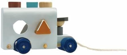 PlanToys Shape Sorting Bus Wooden Pull Toy - Non-Toxic, Sustainably-Made Pull Along Wooden Toy