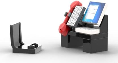 CUSTOM TOYS & HOBBIES INC Building Bricks Businessman Lawyer Office Setup- Premium Quality Office Table Desktop Computer, Keyboard, Telephone & Chair. Holiday Birthday Gift for Kids