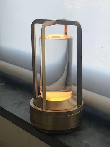Klarako Crystal Lantern Lamp – Modern Cordless Rechargeable Bedside & Outdoor Light, Portable Wireless Lamp – Dimmable Touch Control – Luxury Living Room & Hotel-Style Lighting (Gold, 5-Pack)