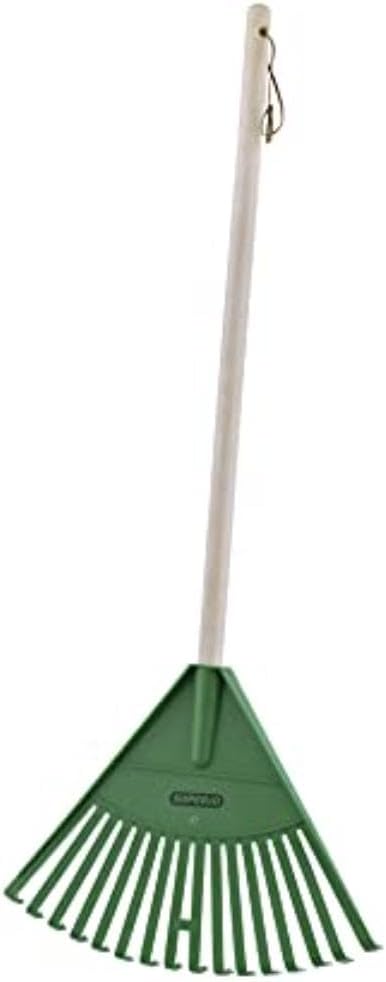 Rakes with Hardwood Handle, Durable Plastic Head to Sweep Leaves in Lawn and Tidying Up The Garden, 34" (Green), 6 Pack