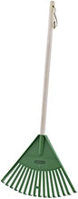 Rakes with Hardwood Handle, Durable Plastic Head to Sweep Leaves in Lawn and Tidying Up The Garden, 34" (Green), 6 Pack