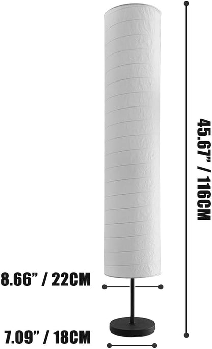 Paper Floor Lamp Floor Lamps Paper and Chrome Standing Lamp Room Decoration Festival Lantern Light Bedroom Dresser Living Kids Room College Dorm Coffee (White, 45.67"x8.66"x8.66")