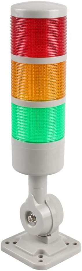Industrial Warning Light, CNC Machine Warning Light with Rotating Base, 3-Stage Signal Column with Continuous/Flashing Light, Red Yellow Green Signal Light 110 V 220 V (Without Buzzer)