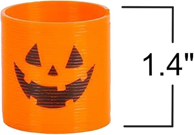 The Dreidel Company Halloween Coil Spring, Pumpkin Jack-O-Lantern Circle Shaped Coils, Neon Colors Magic Spring Toy, Party Favor for Kids, 1.4" Inches (35mm) (144-Pack)