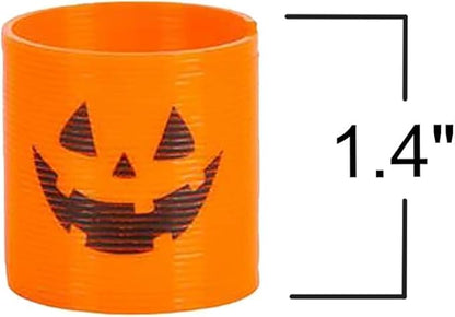 The Dreidel Company Halloween Coil Spring, Pumpkin Jack-O-Lantern Circle Shaped Coils, Neon Colors Magic Spring Toy, Party Favor for Kids, 1.4" Inches (35mm) (48-Pack)