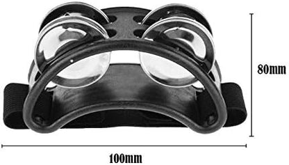 Musfunny Foot Tambourine Percussion Musical Instrument Foot Drum Set with Metal Jingle Bell for Guitar Drum Accessory (Black)