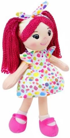 June Garden 14" Snuggle Cuties Sophie - Soft Cuddly Plush Doll Gift for Girls - Huggable Rag Doll - Pink M