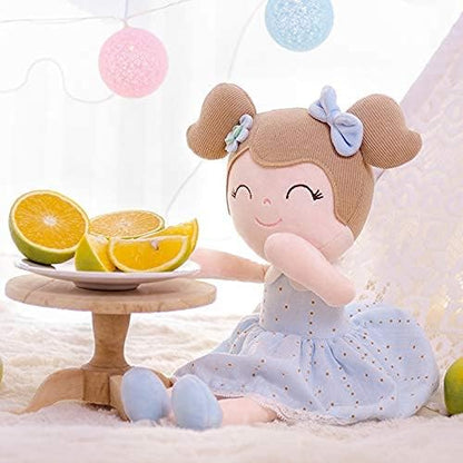 Gloveleya Baby Doll Girl Gifts Cloth Dolls Plush Toy Light Blue 16 Inches with Gift Box