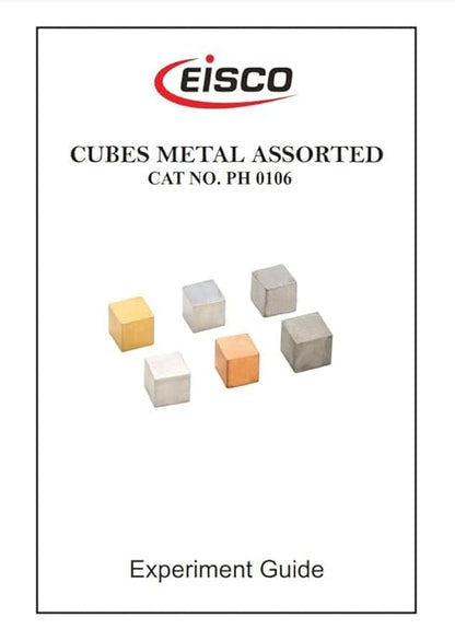 EISCO Density Cubes Set - Includes 6 Metals - Brass, Lead, Iron, Copper, Aluminum, Zinc - 0.4" (10mm) Sides - for use with Density, Specific Gravity Activities