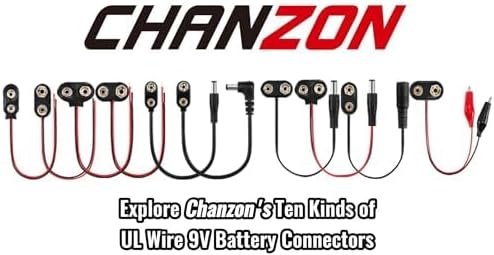 CHANZON UL Wires 9v Battery Power Supply Clip with 2.1mm x 5.5mm Right Angle Male DC Connector Plug Adapter I-Type Plastic Holder 5pcs kit for Arduino LED Strip