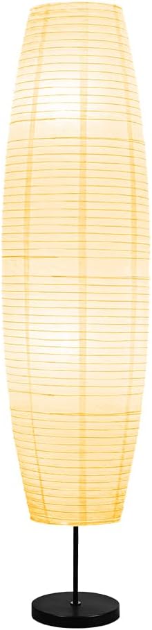 Beige Paper & Stainless Steel Floor Lamp for Living Room, Bedroom, Dorm Room, Office, Coffee, College Dorm, Cafe, Bookcase, Guest Cottage, Decoration