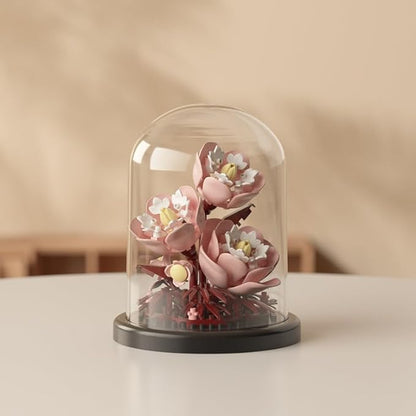 Creative Botanical Micro Blocks Set with Display Cover- 550PCS Artificial Chrysanthemum, Peony and Hibiscus, Perfect DIY Gift for Adults, Teens and Flower Lovers