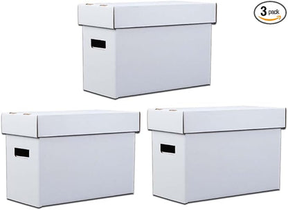 GRAND ORANGE 3 Pack Comic Book Storage Box - Holds 150-175 Comics, Collapsible, Stackable, Moistureproof, Archival Cardboard Short Box