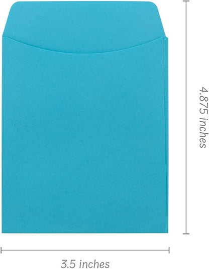 Hygloss 30 Library Card Pockets 3.5x5 Inch - Non-Adhesive Pocket Envelopes - Light Blue - Classroom Envelope Pockets - Ideal for Organizing - Colorful Small Library Book Pocket