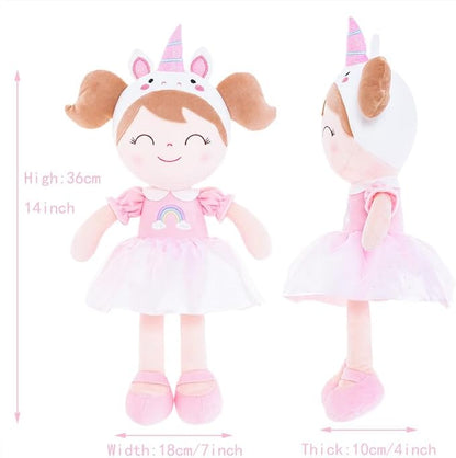 Gloveleya Unicorn Plush Doll – Spring Girl Baby Doll Gifts, Soft Stuffed Unicorn Toy, Pink Fantasy Plush Doll for Girls, Birthday Present, Nursery Decor, 14 Inch