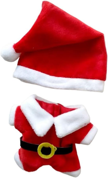 Christmas 17cm Doll Clothes Set(No Doll), Hat & Overalls Set for 17cm Labubu Suit, Cute Cloth for Dress up Unique Style Dolls Outfit Stylish Clothes for Labubu (Santa Claus)