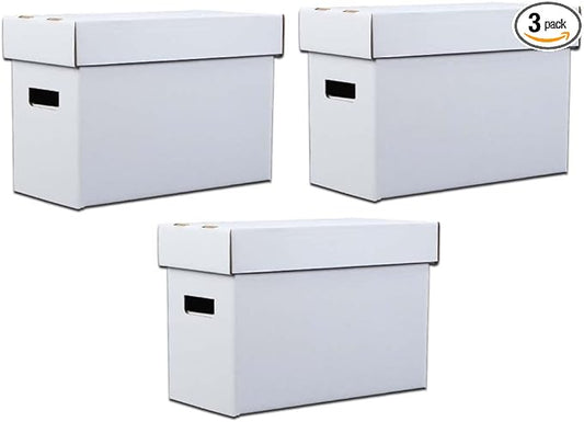 G-PLUS 3 Pack Comic Book Storage Box - Holds 150-175 Comics, Collapsible & Stackable Short Box, Moistureproof, Archival Cardboard