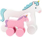 Jack Rabbit Creations Big & Little Unicorn Push Toy 2 in 1 Wooden Roller Animals- Pull STEM Toys for Toddlers Develops Coordination and Fine Motor Skills- Ages 18 Months+