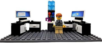 Custom Toys & Hobbies INC Building Bricks Businessman Lawyer Office Setup- Premium Quality Desk Keyboard Computer & Minifigure Holiday Birthday Gift for Kids (Full Office)