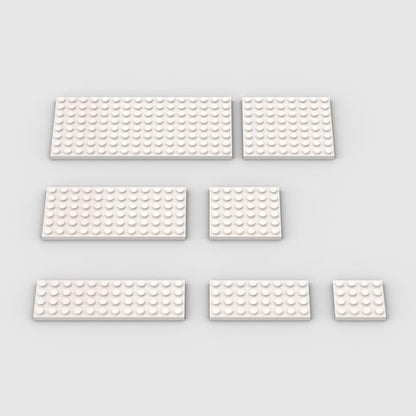 Classic Building Plate Assortment Pack - 50pc White Base Plates with 7 Sizes, Compatible with Lego, for Most Brands (Color:White)