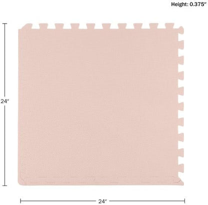 Foam Floor Tiles - 96sqft Soft Nontoxic Baby Play Mat - Interlocking Puzzle Mat for Baby, Kids Playroom, or Home Gym Flooring by Stalwart (Light Pink)