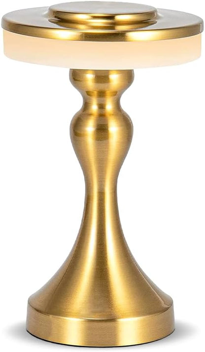 Portable Metal LED Table Lamp,3 Color Touch Sensor Control Rechargeable Desk Lamp,3-Levels Brightness Bedside Lamp,Night Light for Kids Nursery,Dining Room Lamp (Light Gold)