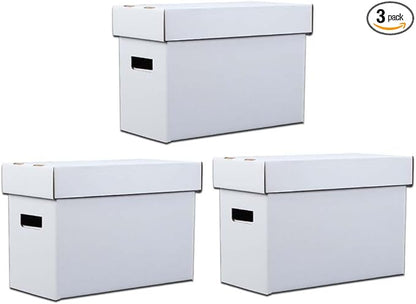 3 Pack Box Storage for Storing Small Items/Books/Kitchen/Supplies/Card, Corrugated Board Holds 150-175 Comics Collapsible/Stackable