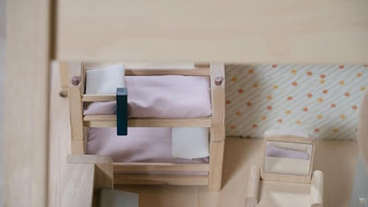PlanToys Neo Line of Wooden Dollhouse Furniture - Children's Room (7304) | Sustainably Made from Rubberwood and Non-Toxic Paints and Dyes