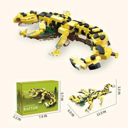 370 PCS Micro Brick Leopard Gecko Building Sets,Reptile Lizard Building Kit, Animals Botanical Collection Model for Adult Toys,Home Decor and Office Art Creative Gift,for Teens Ages 6+ Kids