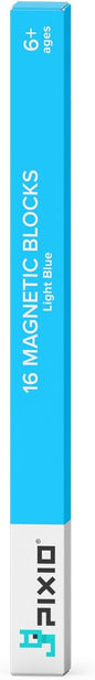 PIXIO-16 Light Blue Color Series Magnetic Blocks Building Set 16pcs with Free App, Stress Relief Building Blocks, Magnets for Kids, Pixel Art Desk Toy, Fidget Toys