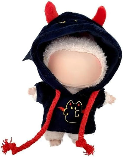 Halloween 17cm Doll Clothes Set(No Doll), Hat & Overalls Set for 17cm Labubu Suit, Cute Cloth for Dress up Unique Style Dolls Outfit Stylish Clothes for Labubu (Bat Sweatshirt)