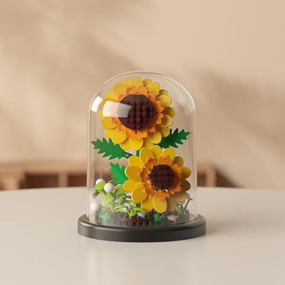 Botanical Flower Micro Blocks Set with Display Cover for Adults and Teens,600 PCS Mini Bricks Artificial Flowers for Birthday and Gift Idea for Significant Other, Lily,Sunflower and Tulip