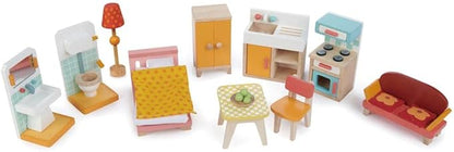 Tender Leaf Toys - Foxtail Villa - Furnished 27.95” Tall Town Style Pretend Play Doll House - Encourage Creative and Imaginative Fun Play for Children 3+