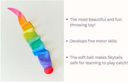 Sarah's Silks - Skytail - Waldorf Toys for Kids, 35" Long, Safe for Outdoor and Indoor Use - Rainbow Comet