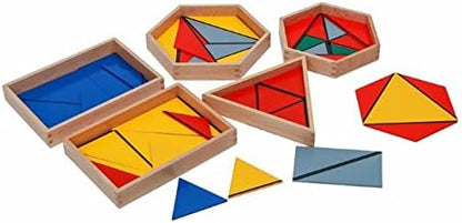 Montessori Toys for 3+ Year Old Colorful Constructive Triangles with 5 Boxes Wood Puzzles Math Games Baby Toys Montessori Preschool Learning Educational Toys Gifts for Kids