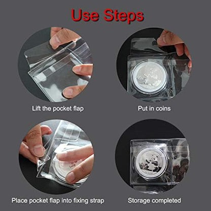 42 Pocket Coin Pages, 10 Sheets Plastic Coin Holders Stamp Collector Supplies for Coin Stamp Currency Collection