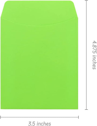 Hygloss 30 Library Card Pockets 3.5x5 Inch - Non-Adhesive Pocket Envelopes - Electric Lime - Classroom Envelope Pockets - Ideal for Organizing - Colorful Small Library Book Pocket