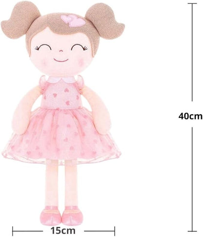 Gloveleya Baby Doll Valentines Day Gifts I Love You Gifts Soft Toy Plush Dolls Pink Flocking Heart Girl 16 Inches