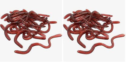 Gejoy 16 Pieces Fake Worms Rubber Play Worms Realistic Plastic Toy Earthworm Worm Farm for Halloween April Fool's Day Party (Pack of 2)