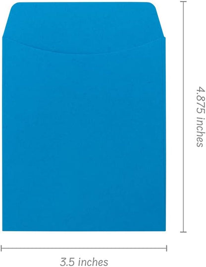 Hygloss 30 Library Card Pockets 3.5x5 Inch - Non-Adhesive Pocket Envelopes - Blue - Classroom Envelope Pockets - Ideal for Organizing - Colorful Small Library Book Pocket