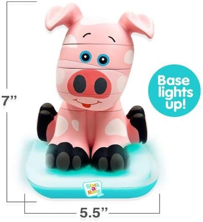 Stack-a-Roos Baby Pig by Salus Brands - Animal Stacking Toy, Educational Early Learning Toy for Infants Babies Toddlers, Age 12+ Months - Great Baby Gifts. STEM Toy