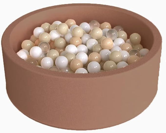 Wonder Space Deluxe Kids Round Ball Pit, Premium Handmade Kiddie Balls Pool, Soft Indoor Outdoor Nursery Baby Playpen, Ideal Gift Play Toy for Children Toddler Infant Boys and Girls (Brown)